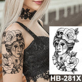 Waterproof Temporary Tattoo Sticker Old School Prajna Demon Knife Fake Tattoos Snake Rose Body Art Arm Fake Tatoo Women Men