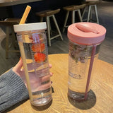 elvesmall  -  Creativity Fruits Filter Water Bottle With Straw Plastic Outdoor Water Cup School Water Bottle Travel Sport Drinkware Juice Cup