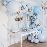 elvesmall 113pcs Macaron Blue White Balloons Birthday Party Decoration Chrome Gold Ballon Garland Baby Shower Wedding Anniversary Decor