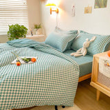 elvesmall Nordic Duvet Cover and Bedsheet 220x240 Quilt Cover Fashion 150x200 Duvet Cover Fashion Luxury Bedding Set Soft Plaid Bed Linen