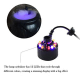 elvesmall Halloween Witch Pot Smoke Machine Fog Maker Water Fountain Fogger Color Changing Fog Machine Party Prop Halloween Decoration