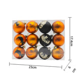 elvesmall 12PCS/SET 6CM Halloween Plastic Balls Painted Matte Bat Black Cat Pumpkin Ball For Party Decorations Pendants Home Supplies