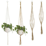 elvesmall Valentine's Day Handmade Flower Hanging Pot Rope Net Macrame Plant Hanger Flower Pot for Home Wall Decoration Courtyard Garden Planter Basket