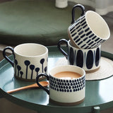 elvesmall  -  Hand-painted Ceramic Coffee Cups Beer Tea Mug Mug Nordic Wind Mug Large Breakfast Blue Milk Coffee Cup Glass Drinkware