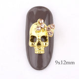 elvesmall 10 Pcs Gold silver Skull 3D Nail Art Decorations,Alloy Halloween Nail Charms Jewelry for Nail Polish Tools QB082-083