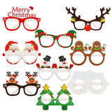 elvesmall 9pcs Christmas Glasses Santa Claus Snowman Snowflake Tree Elk Paper Glasses Party Photo Props Christmas Decoration For Home