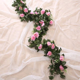 elvesmall Silk Artificial Rose Vine Hanging Flowers for Wall Christmas Rattan Fake Plants Leaves Garland Romantic Wedding Home Decoration