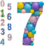 elvesmall Diy Balloons Numbers Mosaic Balloon Filling Box Mosaic Number Alphabet Frames Balloon Decoration Baby Party Anniversary Decor