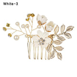 elvesmall 1Pcs Fashion Red Flower Hair Comb Bridesmaid Crystal Hair Clip Bridal Hairpin Wedding Hair Jewelry For Women Party Hairband Gift