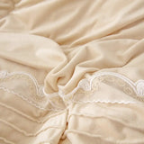 elvesmall Beige Crystal Velvet Bedding Set Winter Warm Bedspread Solid Color Thick Duvet Cover Bed Skirts Pillowcase Home Textile