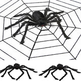 elvesmall  30cm/75cm/125cm Horror Giant Black Plush Spider Halloween Party Decoration Props Haunted House Prop Indoor Outdoor Giant Decor
