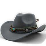 elvesmall Wool Women's Men's Western Cowboy Hat For Gentleman Lady Jazz Cowgirl With Leather Cloche Church Sombrero Caps