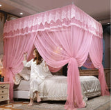 elvesmall Luxury Princess Canopy Bed Curtains 3 Side Openings HomeBed Curtain Netting Mosquito Net Bedding No Bracket
