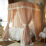 elvesmall Luxury Retro Nostalgia Linen Bed Valance U Shape Rail Mosquito Net Suitable For 1.5M 1.8M 2M Double Bed Bedroom Decoration