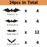 elvesmall 12/24/48pcs Halloween Decoration 3D Black Bat Halloween Party DIY Bar Room Decor Party Scary Props Wall Sticker
