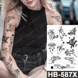 Waterproof Temporary Tattoo Sticker Old School Prajna Demon Knife Fake Tattoos Snake Rose Body Art Arm Fake Tatoo Women Men