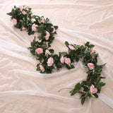 elvesmall Silk Artificial Rose Vine Hanging Flowers for Wall Christmas Rattan Fake Plants Leaves Garland Romantic Wedding Home Decoration