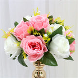 elvesmall  Cheap Artificial Flower Ball Plastic Green Mesh Base Silk Table Centerpieces For Wedding Decor Party Road Lead Flower Bouquets