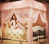 elvesmall Hot Sale Luxury Palace Mosquito Net Double  Princess Bed Curtain Household Three-door Mosquito Net Pattern Net Without Bracket