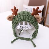 elvesmall Cute Deer Elk Antlers Baby Hat Winter Warm Plush Knitted Ear Warmer Children Hat Bonnet Boys Girls Cap Beanie Christmas Hats