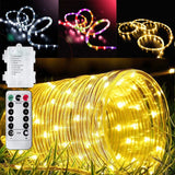 elvesmall  5M/10M/12LED Rope Strip Lights Remote Control Tube Rope Garland Fairy Lighting Strings for Outdoor Indoor Garden Christmas Decor