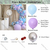 elvesmall Macaron Purple Balloons Garland Chain Wedding Birthday Decoration Pearl White Macaron Lilac Ballon Arch DIY Baby Shower Decor