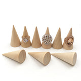 elvesmall 1/5/10PCS Wooden Cone Creative Ring Holder Jewelry Stand Display Earring Ring Holder Organizer Display Tool Jewelry Storage Supp