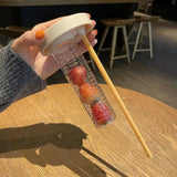 elvesmall  -  Creativity Fruits Filter Water Bottle With Straw Plastic Outdoor Water Cup School Water Bottle Travel Sport Drinkware Juice Cup