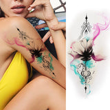 elvesmall Women's Fashion Flower Temporary Tattoos Sticker Fake Rose Feather TatooS Decal Waterproof Body Art Legs Arm Tatoos For Women