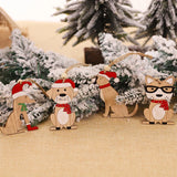 elvesmall Car Ornaments Small Christmas Tree Hanging Wooden Pendants Elk Cartoon Animal Ornaments 2025 New Christmas Holiday Decorations