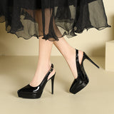 2025 1233C Baotou back empty sandals women's summer pointed head thin heel high heels sexy waterproof table super high heel single shoes women