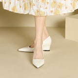 2025 5162-1 slope heel single shoes women's spring 2025 new shallow mouth pointed high heels fashion commuter work shoes