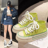 Popular Dopamine High-Top Canvas Shoes Women's Platform Casual White Shoes  Autumn Minority All-Match Chic Board Shoes