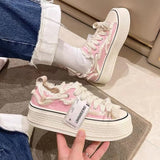 Women's Canvas Shoes  New Retro Minority Thick Bottom All-Match White Shoes Biscuit Shape Shoes Women's Casual Sports Dad Shoes