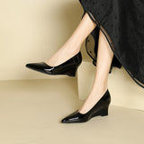 2025 5162-1 slope heel single shoes women's spring 2025 new shallow mouth pointed high heels fashion commuter work shoes