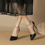 2025 1088-23A one-word rivet high heel single shoes pointed thin heel waterproof table sandals women's hollow bag head high heels