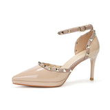 2025 1088-23A one-word rivet high heel single shoes pointed thin heel waterproof table sandals women's hollow bag head high heels