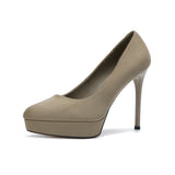 2025 136-2 Cross-border waterproof table super high heels women's suede round head stiletto high heels Ultra high heels
