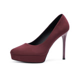 2025 136-2 Cross-border waterproof table super high heels women's suede round head stiletto high heels Ultra high heels