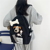 New All-Match Pleated Handmade Millennium Milky Yellow XINGX Cute Dog Backpack Japanese Sweet Girl Large Capacity Schoolbag