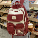 New Cute Korean College Ins Schoolbag Female Large Capacity Primary and Secondary School Students Strong Durable Wide Shoulder Strap Backpack