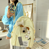 New All-Match Pleated Handmade Millennium Milky Yellow XINGX Cute Dog Backpack Japanese Sweet Girl Large Capacity Schoolbag