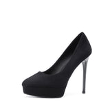 2025 136-2 Cross-border waterproof table super high heels women's suede round head stiletto high heels Ultra high heels