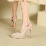 2025 1233C Baotou back empty sandals women's summer pointed head thin heel high heels sexy waterproof table super high heel single shoes women