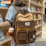 New Cute Korean College Ins Schoolbag Female Large Capacity Primary and Secondary School Students Strong Durable Wide Shoulder Strap Backpack