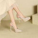 2025 1233C Baotou back empty sandals women's summer pointed head thin heel high heels sexy waterproof table super high heel single shoes women