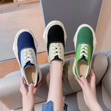 Women's Thick-Soled Canvas Shoes  Summer New Versatile Korean Style Niche Casual Sneakers Sports Dissolved Shoes Ins Fashion