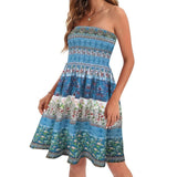 Europe and America Cross Border Women's Clothing 2024 Spring/Summer  New Fashion Printed Beach Vacation Sexy Tube Top Dress