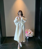 2025 All-wool solid color large lapel lace-up shoulder sleeves extended double-sided cashmere coat woolen jacket to keep warm in autumn and winter