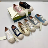 New Thick-Soled Leather Big Head Shoes Women's round-Toe Canvas Shoes Muffin Ugly and Cute Casual Lace up White Shoes